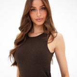 Mae Tied Waist Dress - Brown