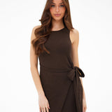 Mae Tied Waist Dress - Brown
