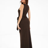 Mae Tied Waist Dress - Brown