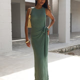 Mae Tied Waist Dress - Sage Green