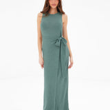 Mae Tied Waist Dress - Sage Green