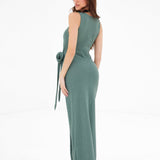 Mae Tied Waist Dress - Sage Green