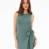 Mae Tied Waist Dress - Sage Green