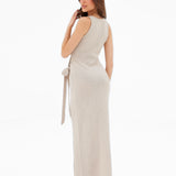 Mae Tied Waist Dress - Taupe
