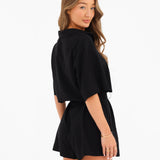 Alessia Linen Playsuit - Black