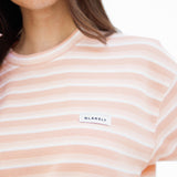 Soft Stripe Waffle T-Shirt - Peach Stripe