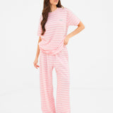 Soft Stripe Waffle T-Shirt - Pink Stripe