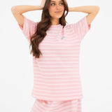 Soft Stripe Waffle T-Shirt - Pink Stripe
