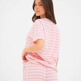 Soft Stripe Waffle T-Shirt - Pink Stripe