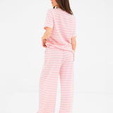 Soft Stripe Waffle T-Shirt - Pink Stripe