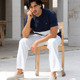 Evan Relaxed T-Shirt - True Navy & White