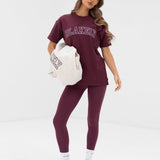 Outline Varsity Oversized T-Shirt - Old Burgundy