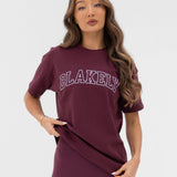 Outline Varsity Oversized T-Shirt - Old Burgundy