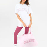 Outline Varsity Oversized T-Shirt - White & Ballet Pink