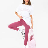 Outline Varsity Oversized T-Shirt - White & Ballet Pink