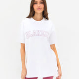 Outline Varsity Oversized T-Shirt - White & Ballet Pink