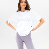 Outline Varsity Oversized T-Shirt - White & Washed Lilac