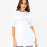 Outline Varsity Oversized T-Shirt - White & Washed Lilac