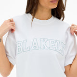 Outline Varsity Oversized T-Shirt - White & Mineral Blue