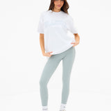Outline Varsity Oversized T-Shirt - White & Mineral Blue