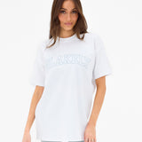 Outline Varsity Oversized T-Shirt - White & Mineral Blue