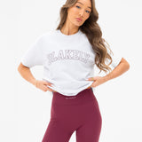 Outline Varsity Oversized T-Shirt - White & Old Burgundy