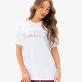 Outline Varsity Oversized T-Shirt - White & Old Burgundy