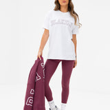 Outline Varsity Oversized T-Shirt - White & Old Burgundy