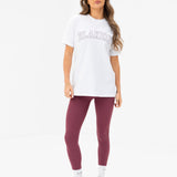 Outline Varsity Oversized T-Shirt - White & Old Burgundy