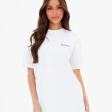 Lena Floral Print Oversized T-Shirt - White