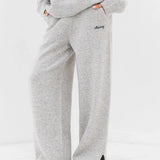 Knitted Wide Leg Sweatpants - Marl Grey