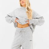 Knitted Wide Leg Sweatpants - Marl Grey