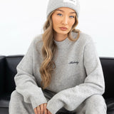 Knitted Wide Leg Sweatpants - Marl Grey