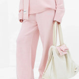Knitted Wide Leg Sweatpants - Marshmallow Pink