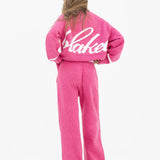 Margot Knitted Wide Leg Sweatpants - Raspberry