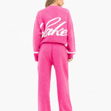 Margot Knitted Wide Leg Sweatpants - Raspberry