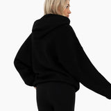 Mabel Oversized Knitted Hoodie - Black