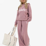 Mabel Oversized Knitted Hoodie - Dusty Pink