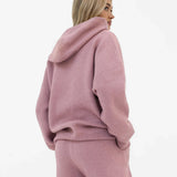 Mabel Oversized Knitted Hoodie - Dusty Pink