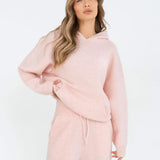 Oversized Knitted Hoodie - Marshmallow Pink