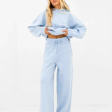 Oversized Knitted Hoodie - Baby Blue