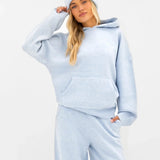 Oversized Knitted Hoodie - Baby Blue