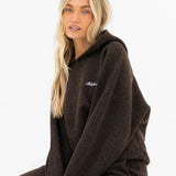 Oversized Knitted Hoodie - Chocolate Brown