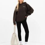 Oversized Knitted Hoodie - Chocolate Brown