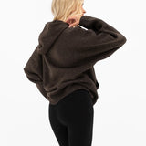 Oversized Knitted Hoodie - Chocolate Brown