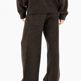 Mabel Knitted Wide Leg Sweatpants - Chocolate Brown