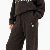 Mabel Knitted Wide Leg Sweatpants - Chocolate Brown