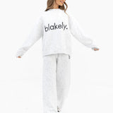 Mabel Knitted Wide Leg Sweatpants - Light Grey