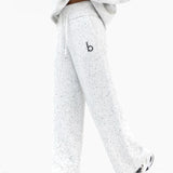 Mabel Knitted Wide Leg Sweatpants - Light Grey
