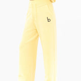 Mabel Knitted Wide Leg Sweatpants - Butter Yellow